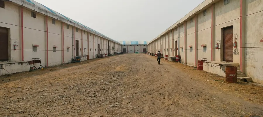 Rows of A-grade godowns of Jai Warehousing Corporation near Akola